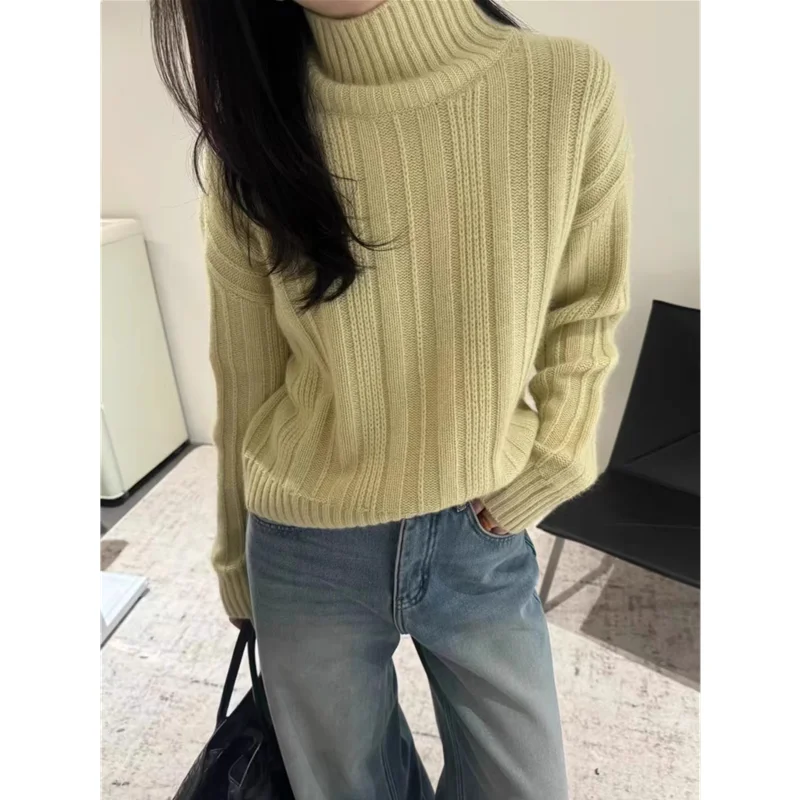 

Loose high-necked cashmere sweater women's autumn and winter thick pit pile neck sweater bottoming cashmere sweater