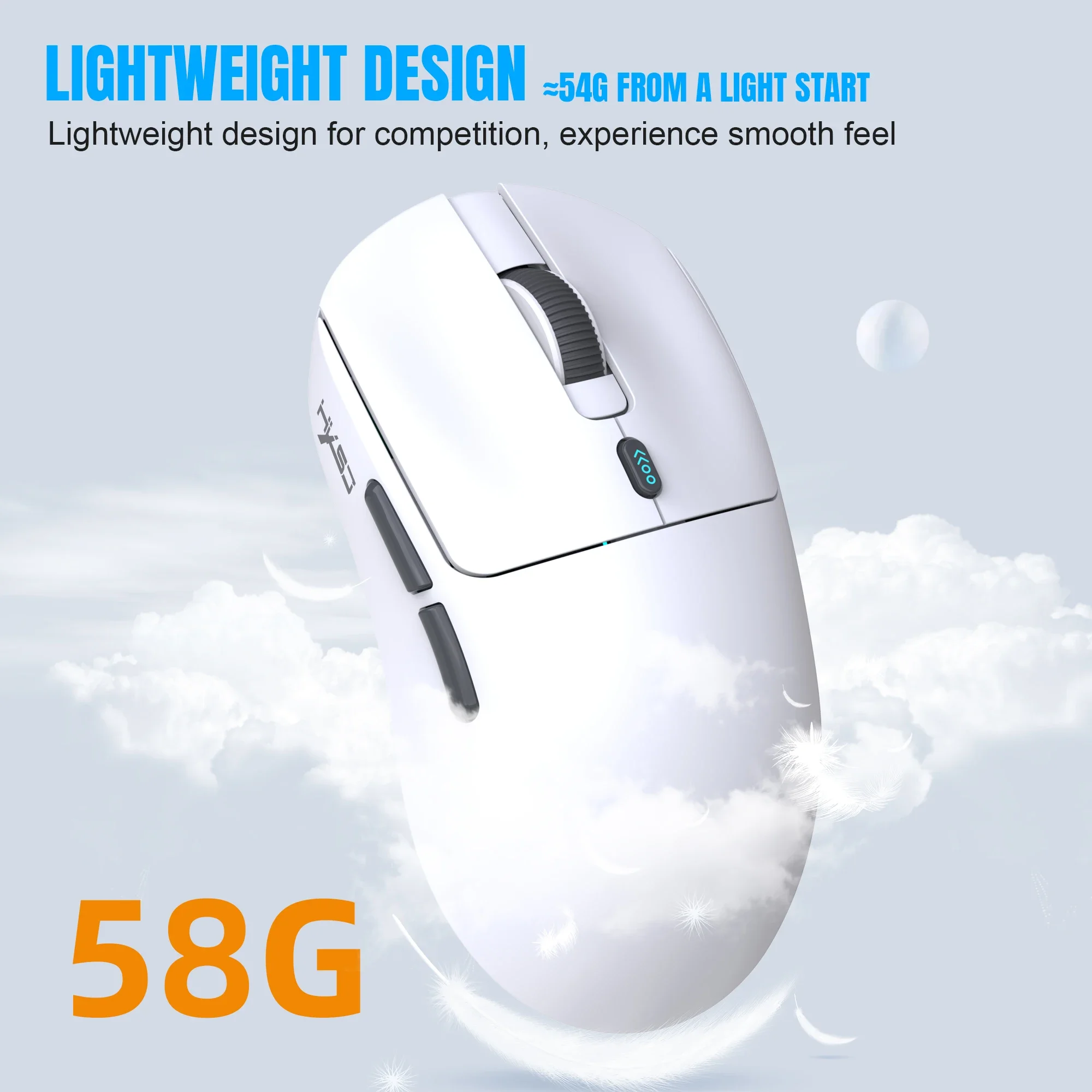 ZLRLMHY Mode Gaming T68 Wireless Mouse 55g Lightweight TTC Switch 3311IC 12000dpi Adjustable 1000HZ 7 key Programmable