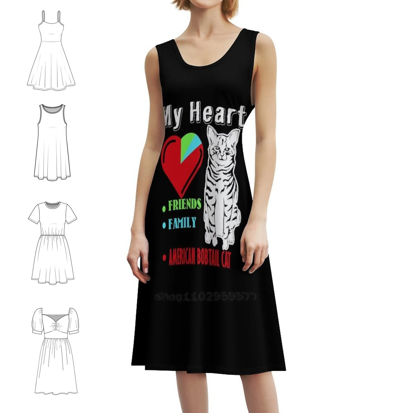 

Мое сердце Мои друзья Моя семья Американский Bobtail Cat Шикарное платье в стиле бохо Элегантное модное пляжное свадебное платье Американский Bobtail