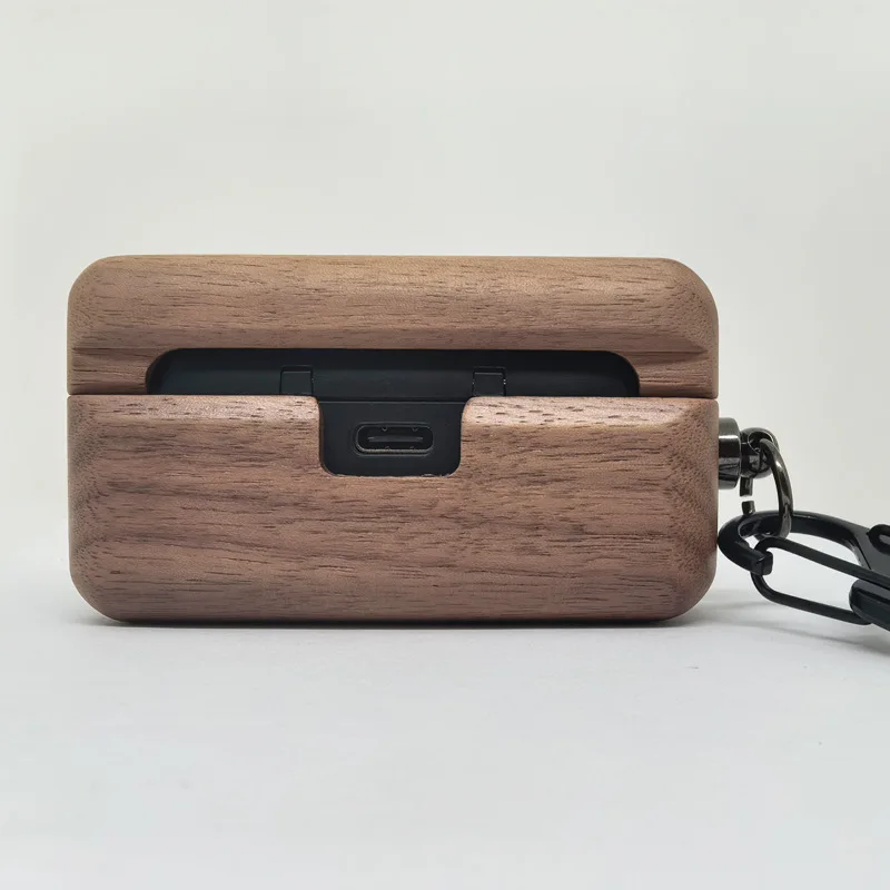 For Panasonic Technics EAH-AZ100 Solid Wood Walnut Protective Case Wireless Bluetooth Headphone Charging Box Cover Hard Sleeve