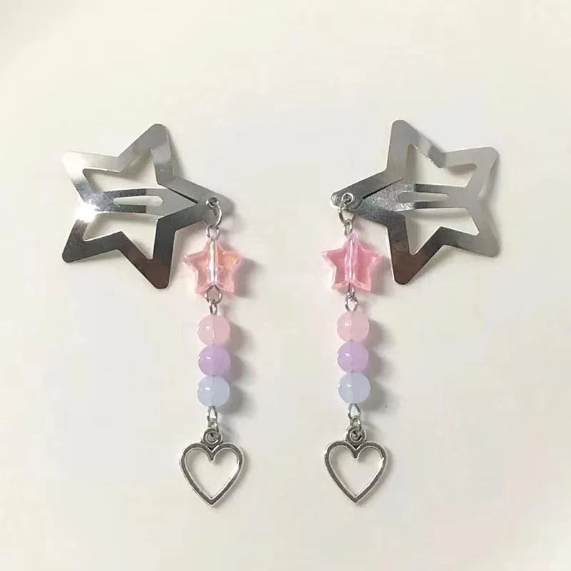 

2pcs handmade star hairpin fairy tale core y2k butterfly hairpin