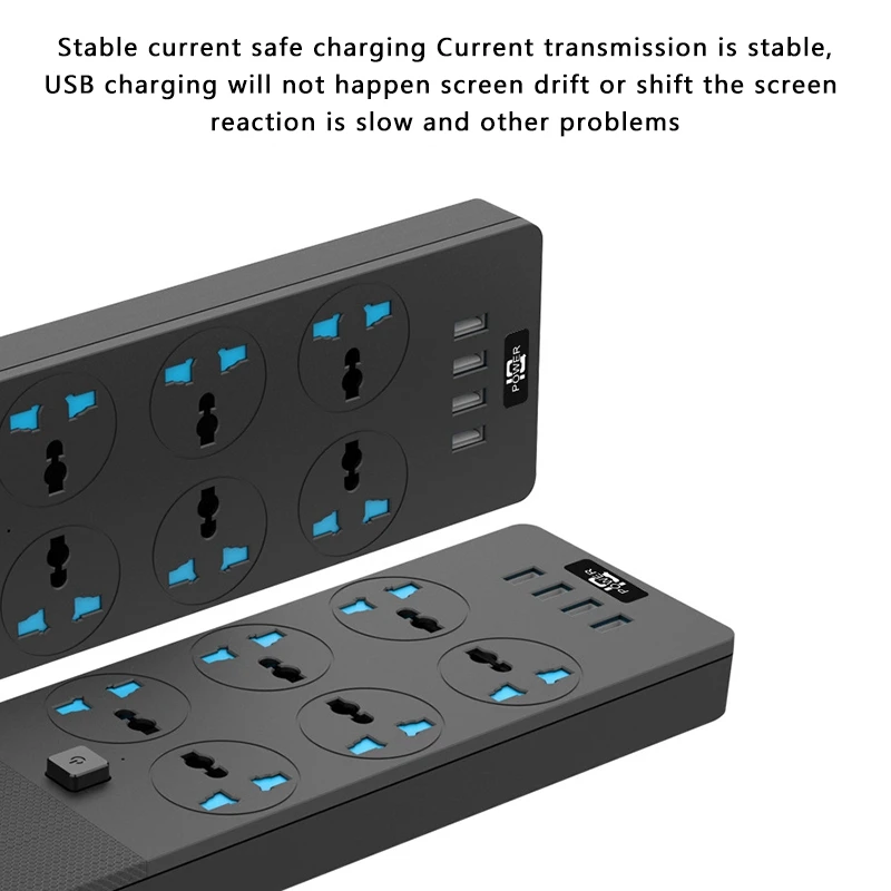 NEW-Power Strip With USB- Extension Cord With 6 Outlets 4 USB Charger Desktop Charging Station For Home Office Dorm