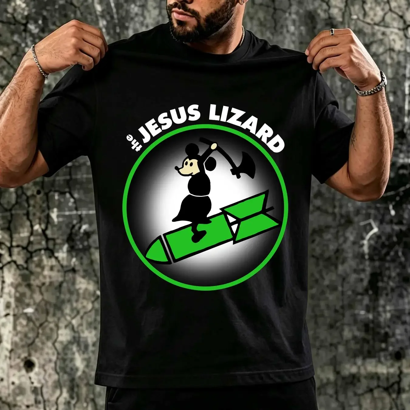 washed T Shirt Jesus Lizard Mouthbreather Mouse long or short sleeves vintage Washed Comfortable Unisex Slightly streetwear