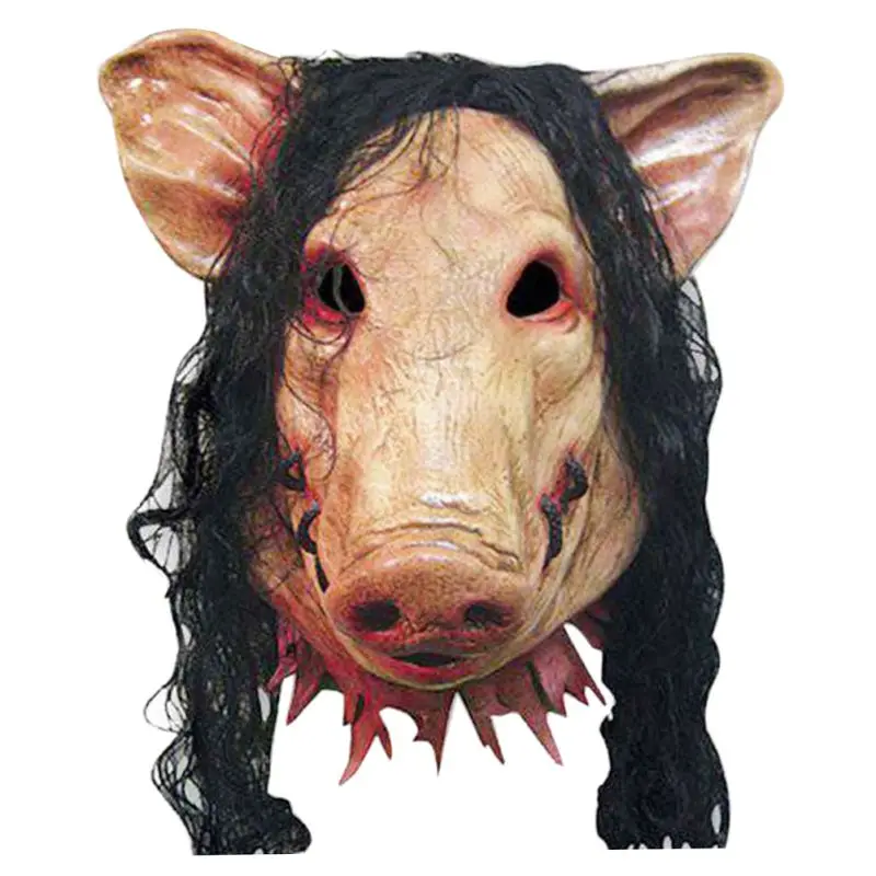 Halloween Scary Saw Pig Head Mask Cosplay Party Cosplay Horrible Animal Masks Full Face Latex Mask Halloween Party Decoration