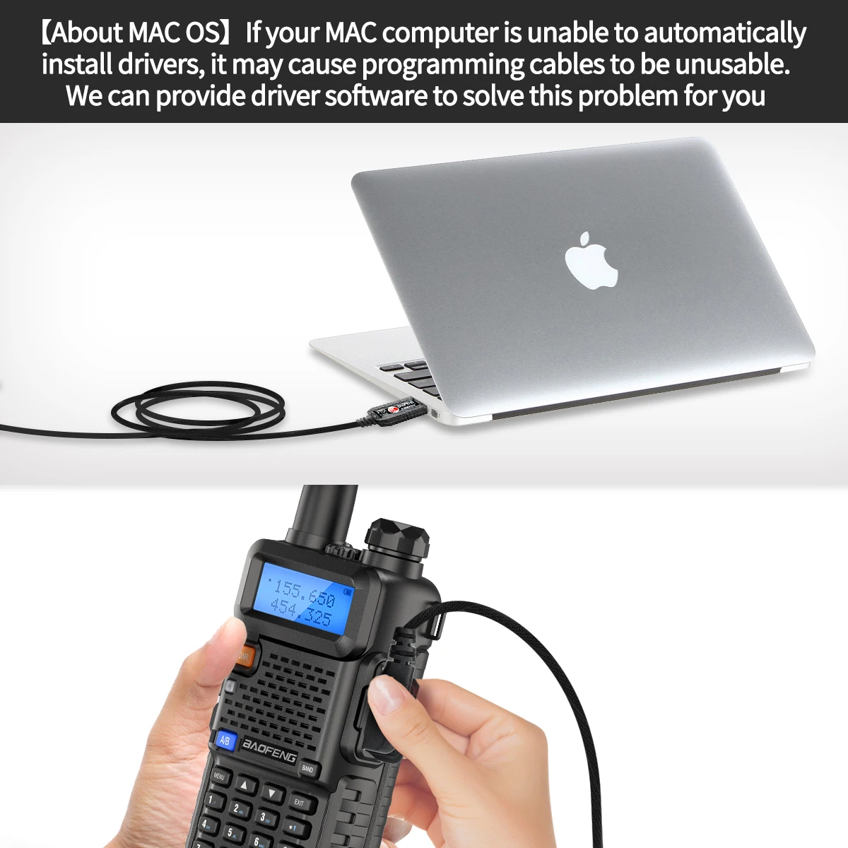 Baofeng-Cable de programación USB FTDI para Walkie Talkie, dispositivo de 2 pines para UV-5R, UV-5RH, BF-888S PRO, Quansheng, UV-21 (8), TYT, Radio