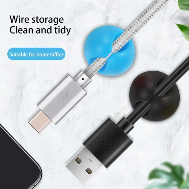 Cable Winder Organizer USB Charging Cable Clips Desk Tidy Organiser Wire Cord Holder Protectors In Home Office Car