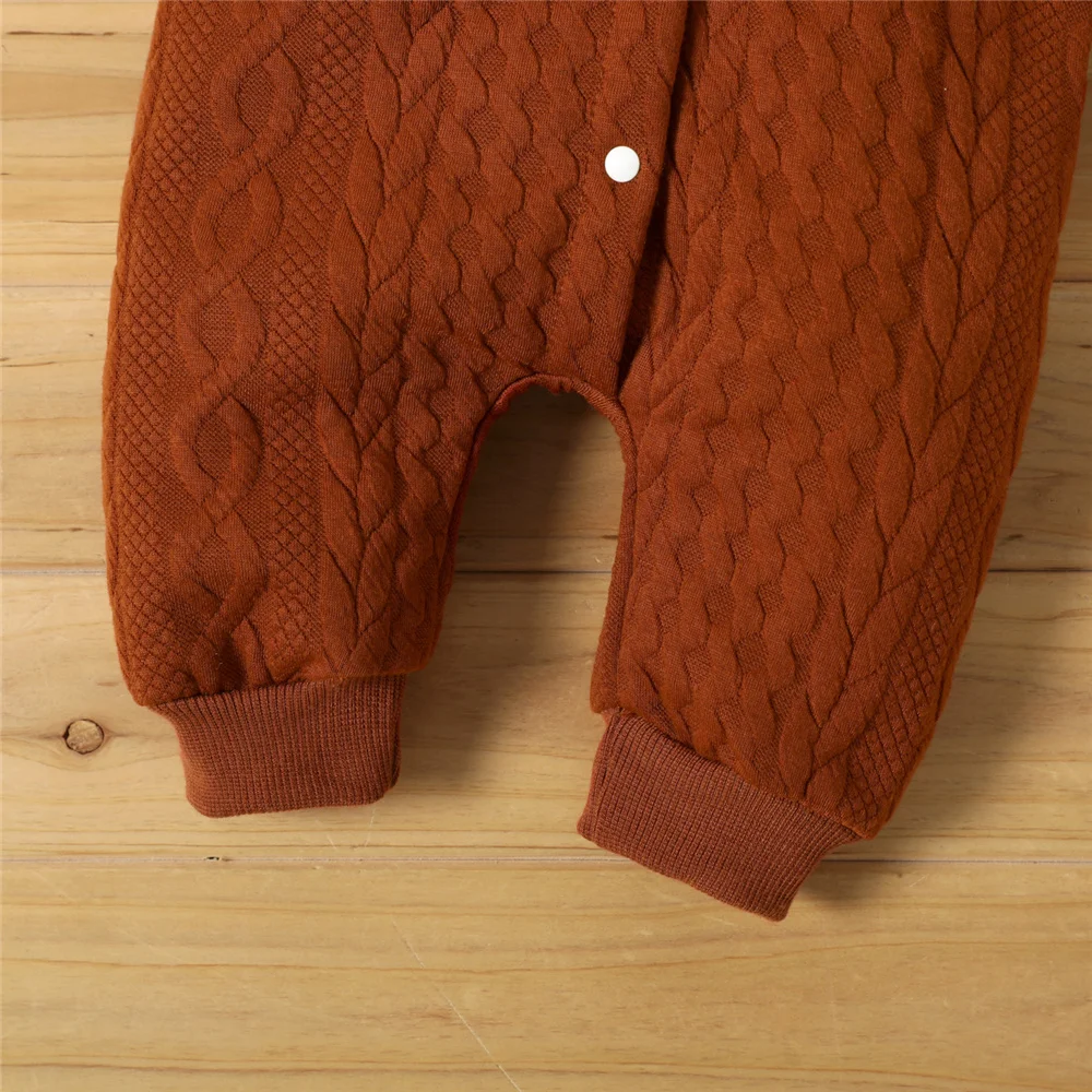 0-18 Monate Neugeborenes Baby, Jungen- und Mädchen-Body, einfarbiger Kapuzenpullover, langärmeliger Strampler, Herbst- und Winter-Overall, warme Kleidung für Babys. – Detail 12