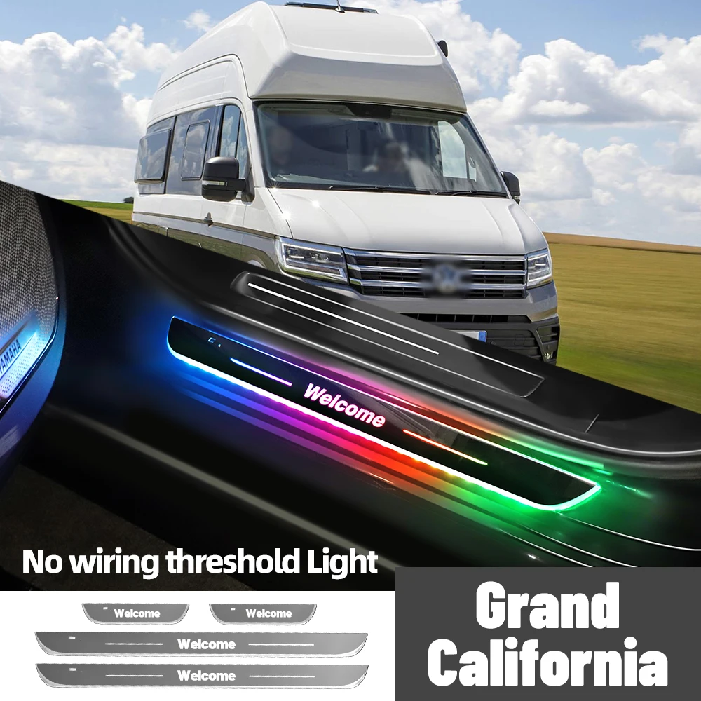 Per Volkswagen VW Grand California 2019-2022 Auto Davanzale Della Porta Luce Logo Personalizzato LED Soglia di Benvenuto Pedale Lampada Accessori