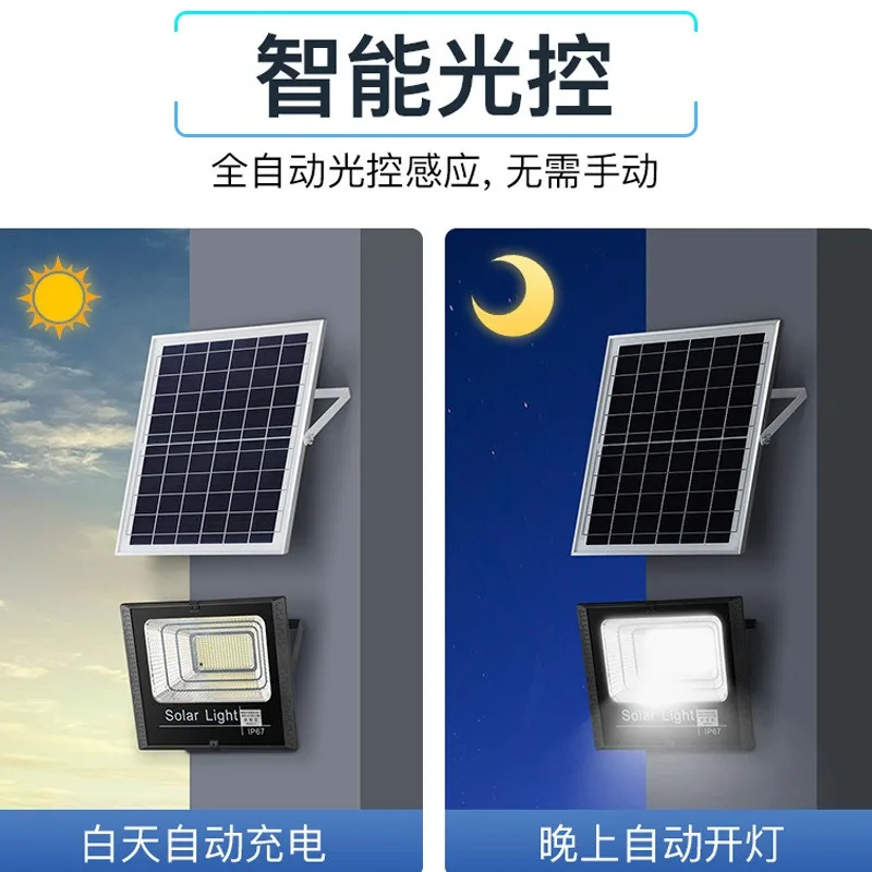 

54-362LED Solar Flood Lights Remote Control Solar Powered Spotlight Outdoor Waterproof IP67 Villa Street Light Adjustable Angle