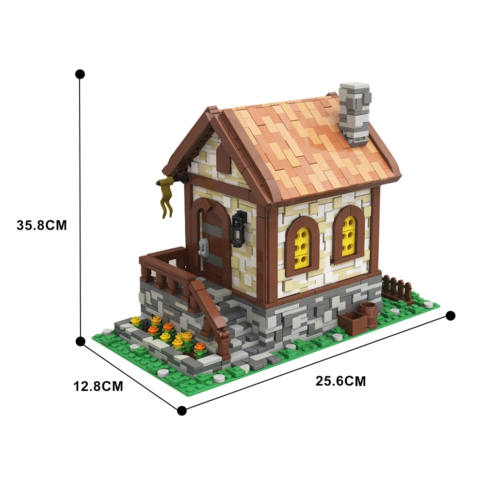 Gobricks MOC غابة القرون الوسطى كوخ مزرعة كوخ بنة مجموعة عرض الشارع العمارة كوخ التعليم لتقوم بها بنفسك ألعاب أطفال الطوب