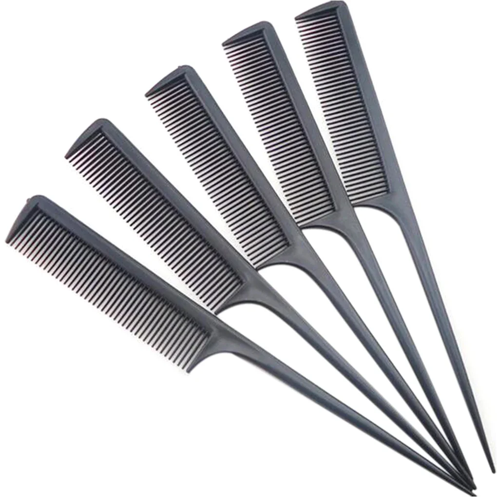 10PCS Portable Random Color Hair Comb Salon Brush Styling Hairdressing Tail Plastic Comb Set with Thin and Long Handle