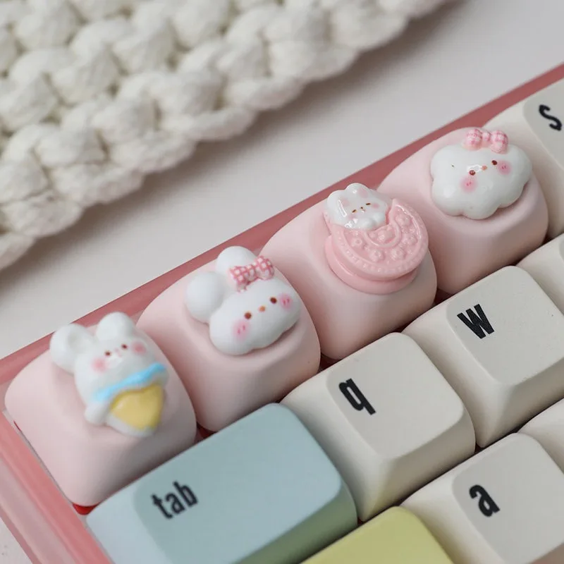 

Кейкап Strawberry Rabbit: персонализированный кейкап для механической клавиатуры, подарок на день рождения, подходит для кросс-шарнирных механических клавиатур