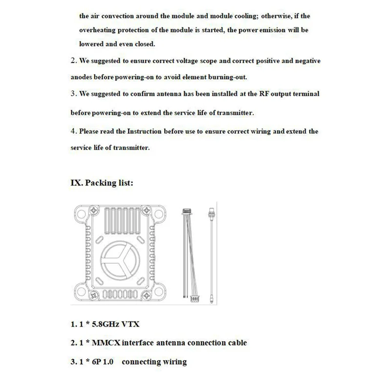 AEF7-5.8G 5.8Ghz 3W Video Transmitter VTX 48CH 25MW/1000MW/2000MW/3000MW Adjustable For Long Rang FPV Racing Drone