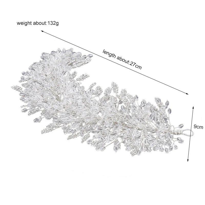 Baroque Handmade Clear Crystal Beads Bridal Hairbands Flower Tiaras Crown Rhinestone Diadem Headpieces Wedding Hair Accessories