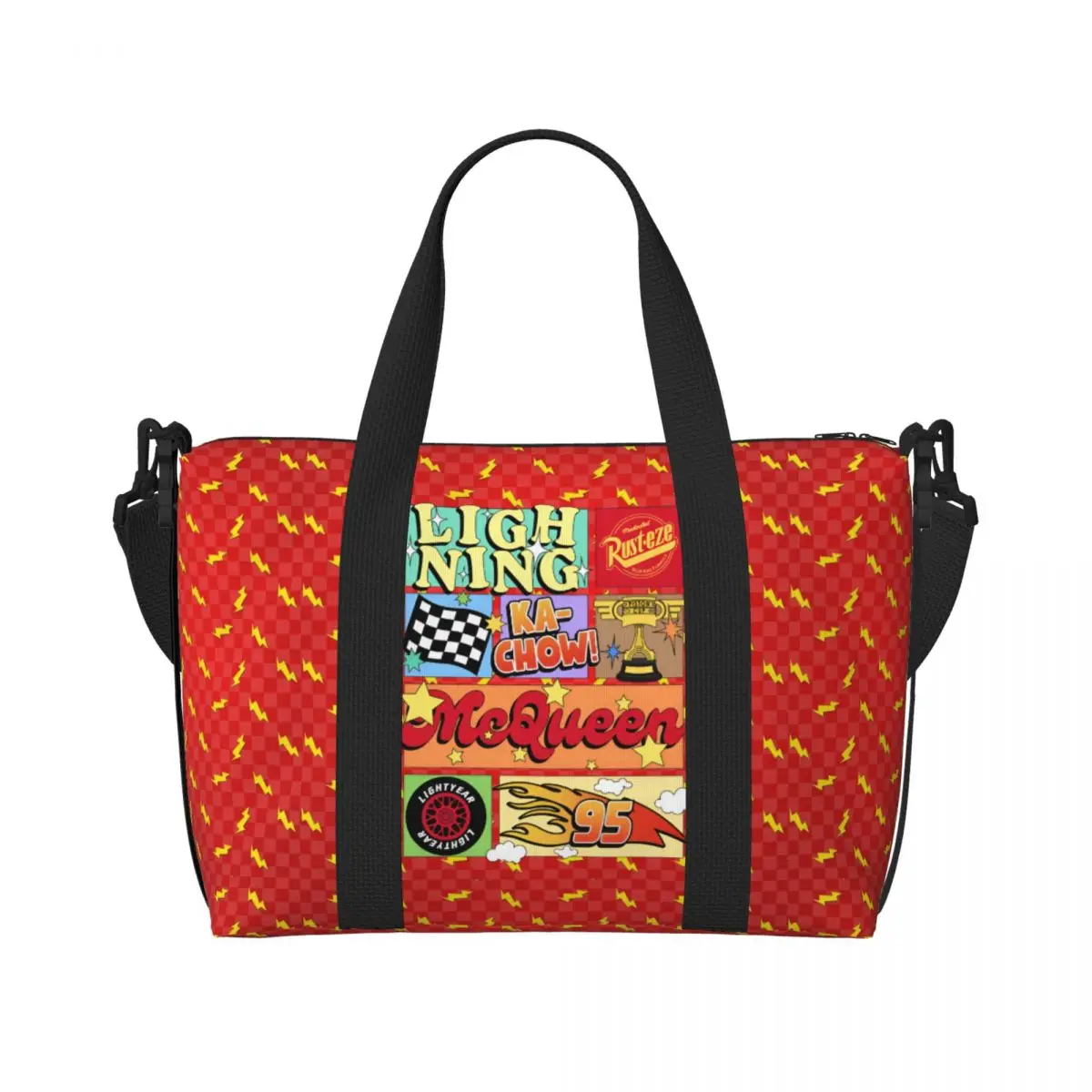 

Сумка-тоут Custom Lightning Car M-McQueen для женщин, большая вместительная сумка с мультяшным принтом для спортзала, пляжа, путешествий, на плечо