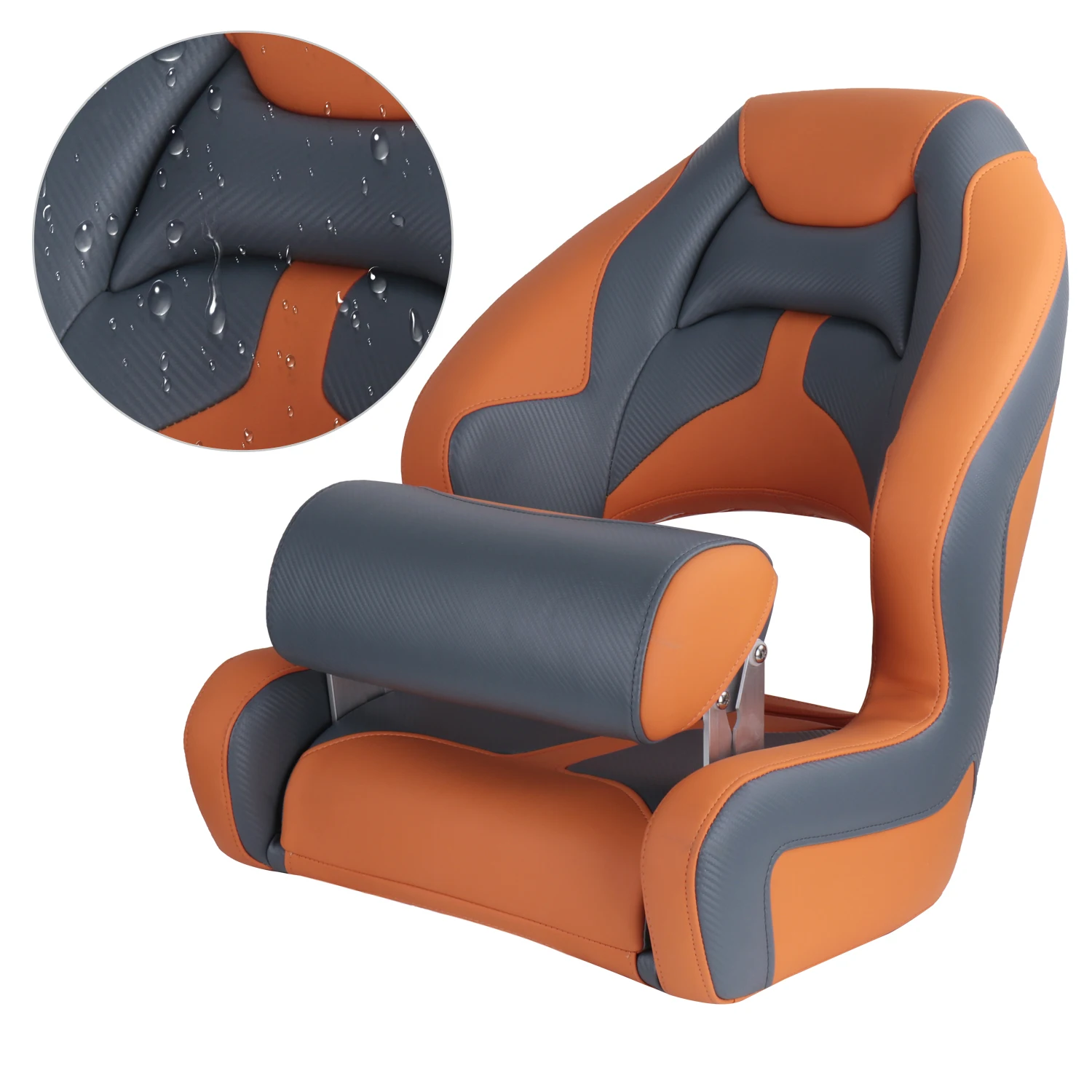 

High Back Captain Boat Seat Flip Up Bolster Chair With Hinge Armrest Waterproof Premium Marine Seat For Yacht Pontoon Vessel