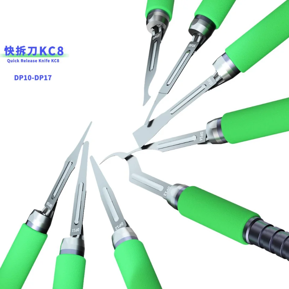 MIJING-Quick Release Knife, KC8, Hand Polished, Elastic Blade, Cut off, Black Glue, Main Board, IC CHIP Edge, Adhesive Removal