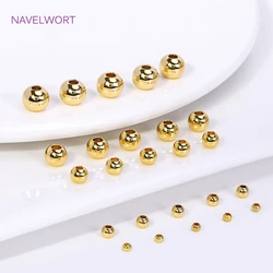 2/2.5/3/4/5/6mm Brass Round Spacer Beads,18K Gold Plated Loose Beads For Bracelet Making Findings,Accessories For Jewelry