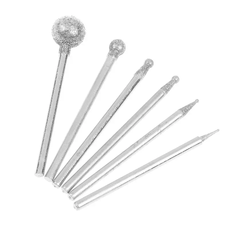 2.35mm Shank Carve Precision Carving Tool Electric Grinder Parts 0.5mm-8mm Diamond Round Burring Sanding Drill Bit Grinding Head