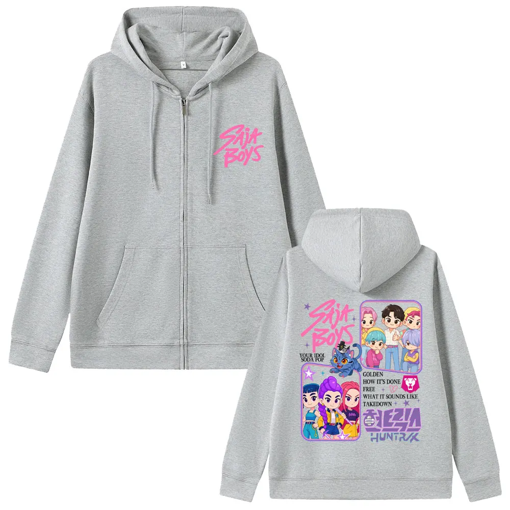 Kpop شيطان الصيادين ساجا بنين قلنسوة بسحاب رومي ميرا زوي زمم سترة ديربي النمر هوديس الرجال النساء هالوين عيد الميلاد معطف