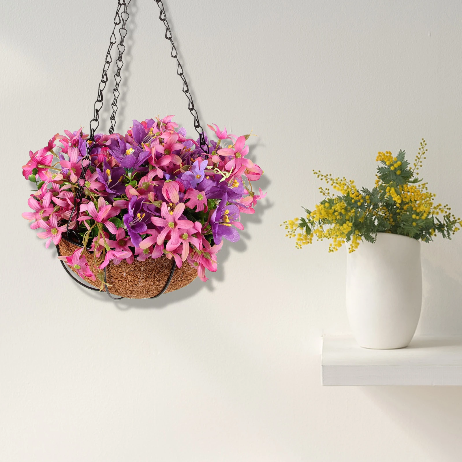 

Artificial Hanging Flowers Basket Plastic Material Garden Living Room Balcony Hanging Basket Pendant Potted Flower