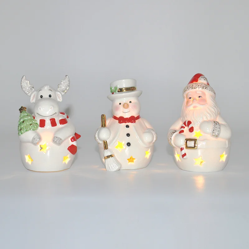 Lenox Ceramic Crafts Snowman Reindeer Santa Claus Figurines Home Tabletop Ornament Christmas Decoration New Year Gift