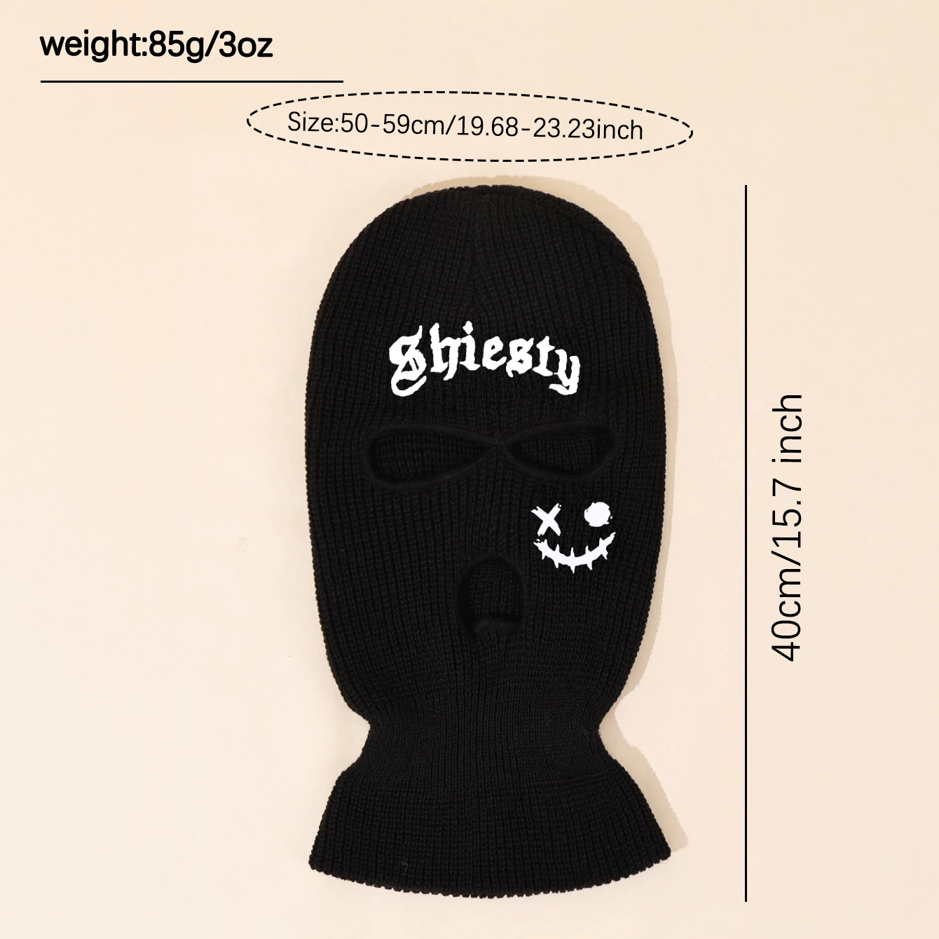 2PCS Winter Knitted Balaclava Bean Hat Set, Embroidered Warm Hats for Men and Women, Fashionable Winter Accessories