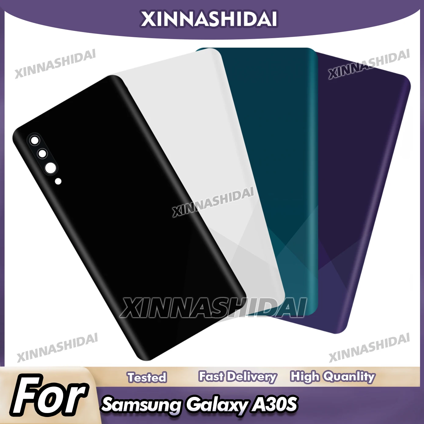 New For Samsung Galaxy A30s Housing Middle Frame Chassis Battery Back Cover Shell Lid Case Rear Back Panel Camera Glass Sim Slot