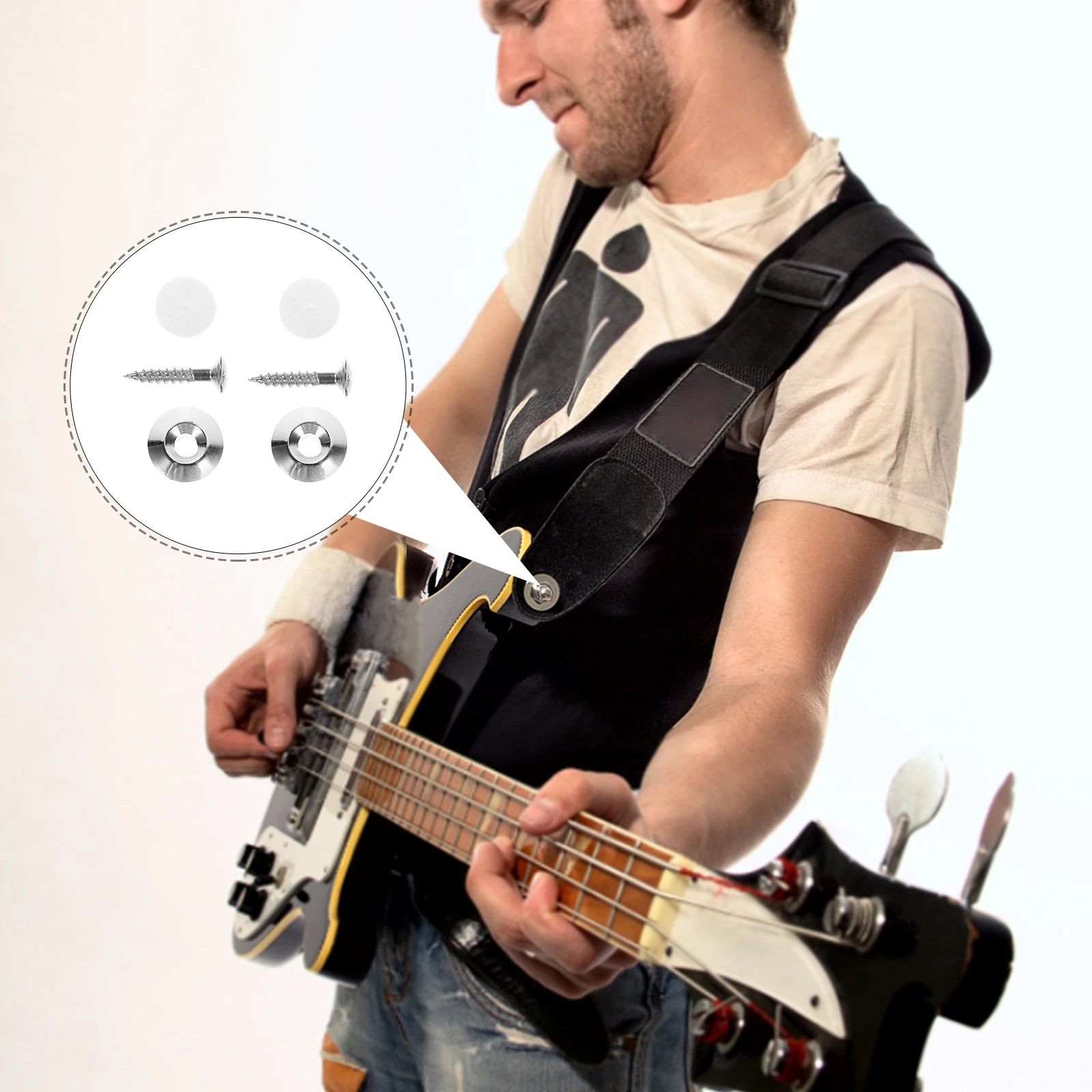 

2 Pcs Mushroom Head Strap Buckle Guitar Acoustic Buttons Bass Locks Gasket Non-slip Man
