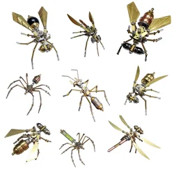 Rompecabezas 3D de insectos mecánicos Steampunk para niños y adultos, ensamblaje de Metal, hormiga pequeña, Libélula voladora, Kits de modelos de abejas, juguete