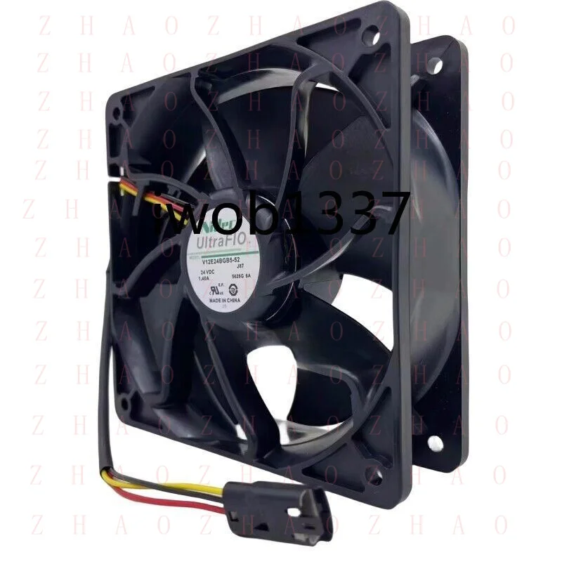 L+ For Nidec V12E24BGB5-52 DC 24V 1.40A 120x120x38mm 3-wire Server Square Fan