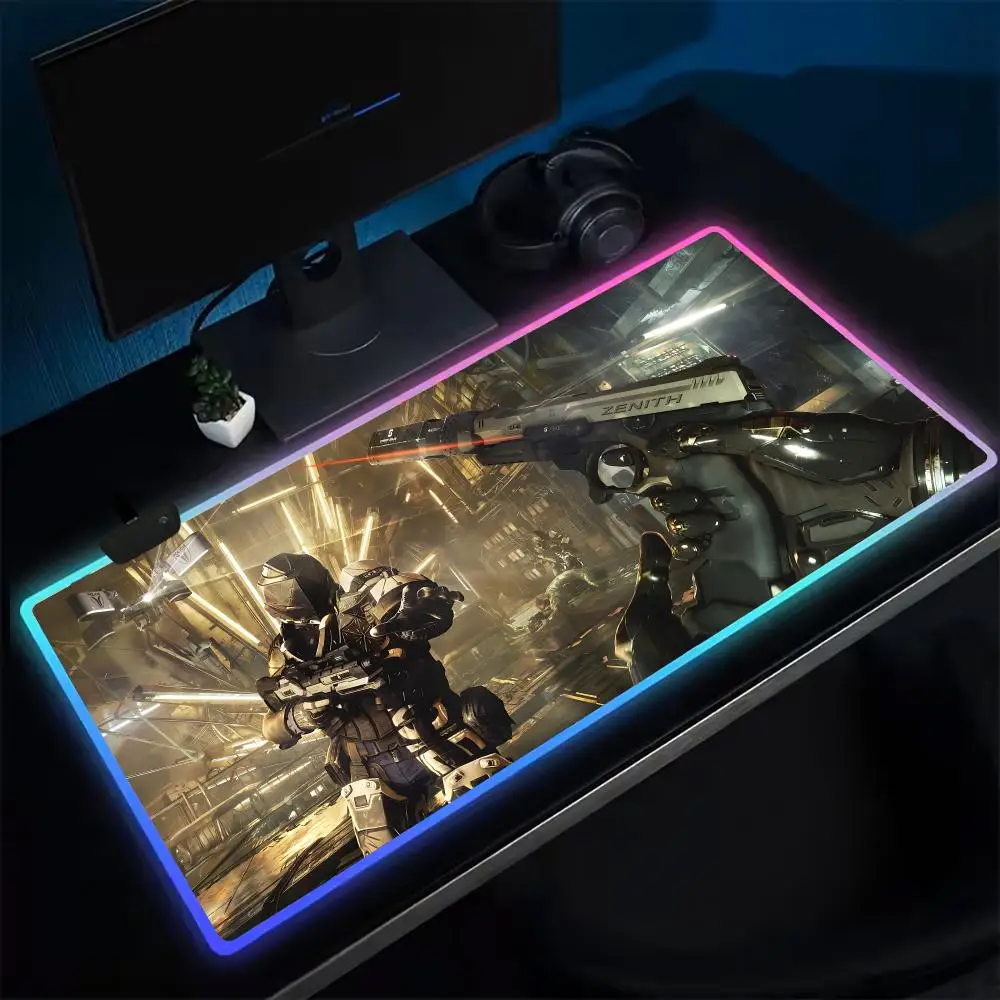 D-Deus E-Ex Mouse Pad Anime Gaming Mouse Pad LED Table Pads Backlit Rubber Desktop XXL Mousepad RGB Desk Mats