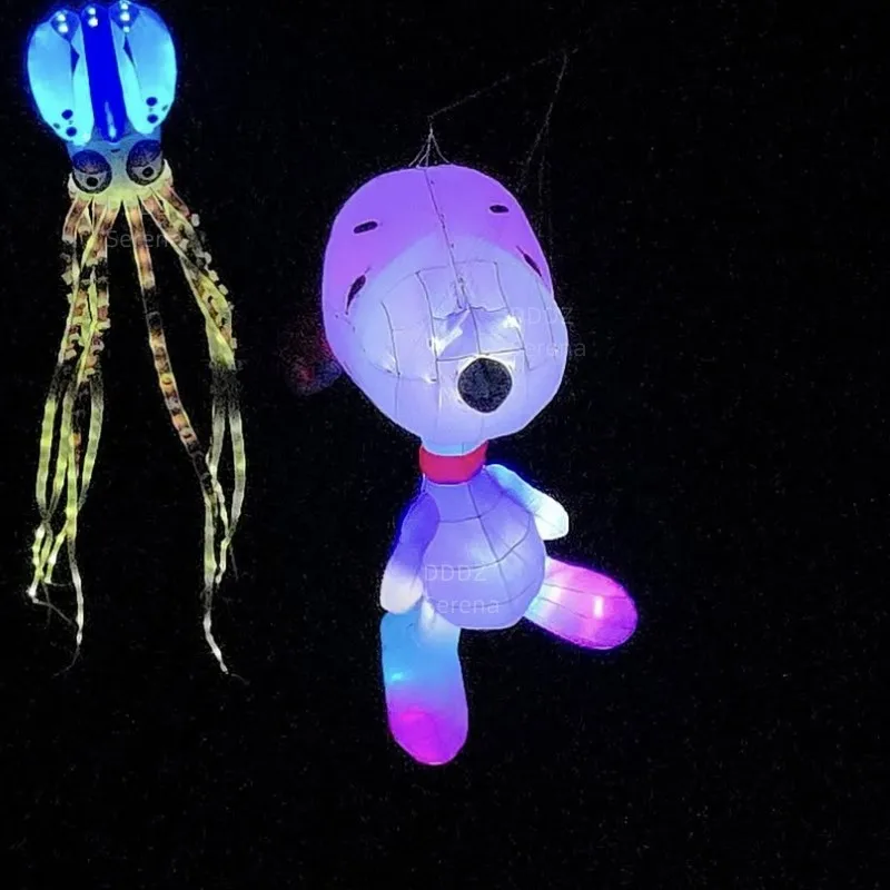 DDDZ 5M LED dog night kite and NO LED 5m dog kite 40D Ripstop Nylon Line Laundry Pendant Large soft Inflatable night show kite