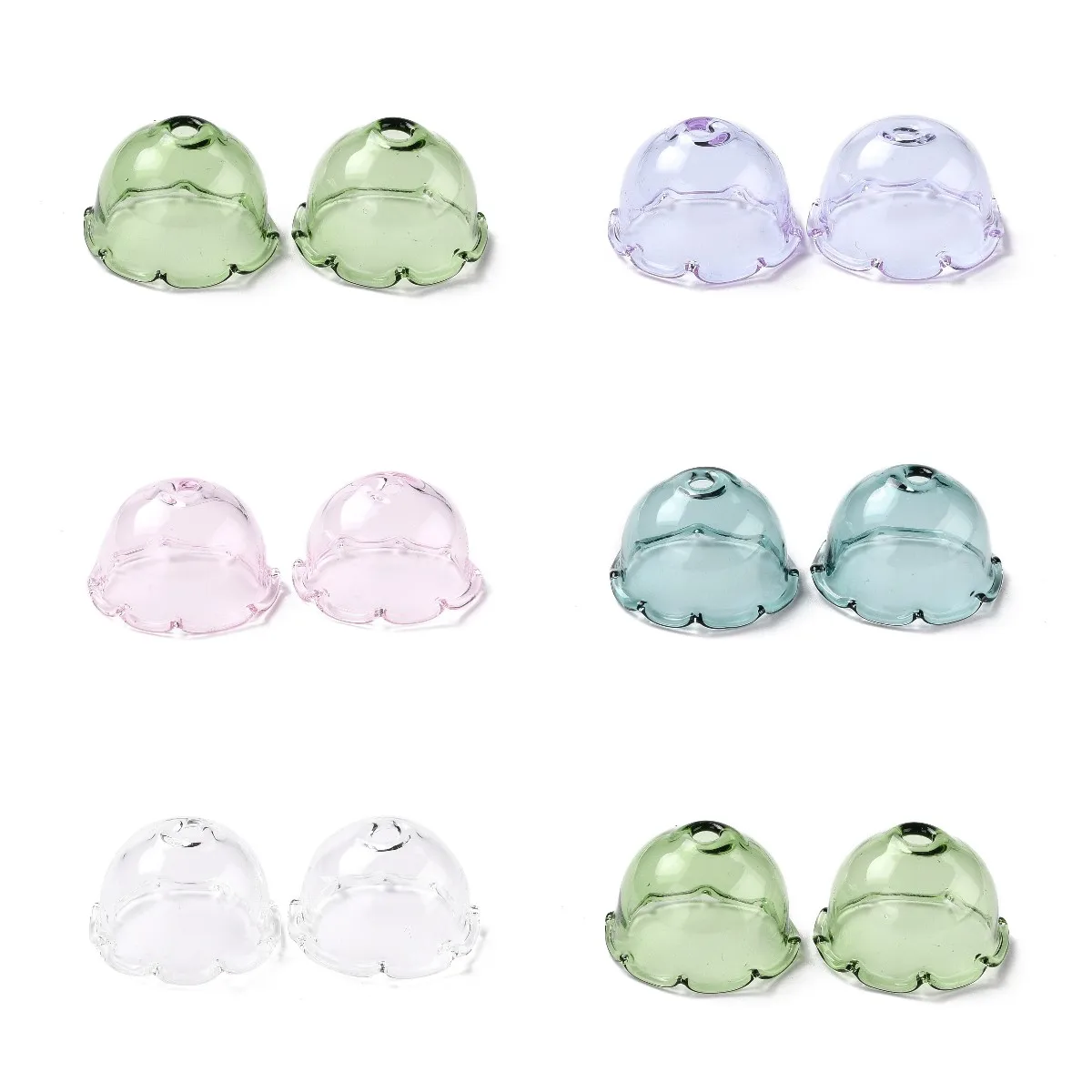 10Pcs Glass Bead Cone Multi-Petal Flower End Cap Beads Charms for DIY Wind Chimes Earrings Jewelry Making Accessories