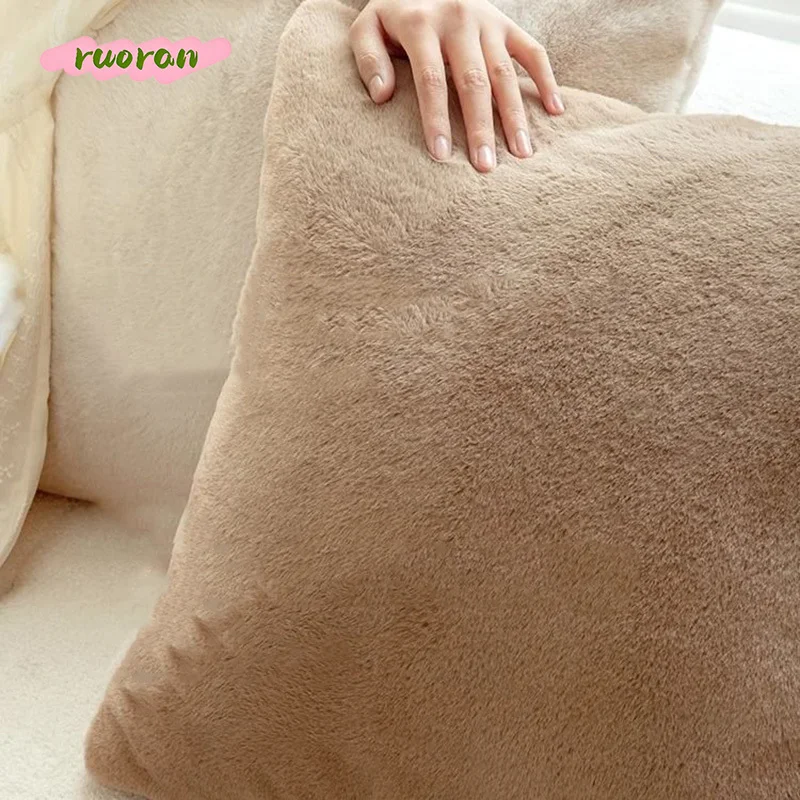 Imitation Rabbit Hair Love Plush Pillow, Solid Color Flower Cushion for Sofa, Waist & Car