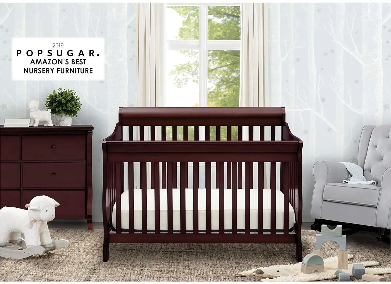 Delta Children Canton 4-in-1 Convertible Crib - Easy to Assemble, Espresso Cherry