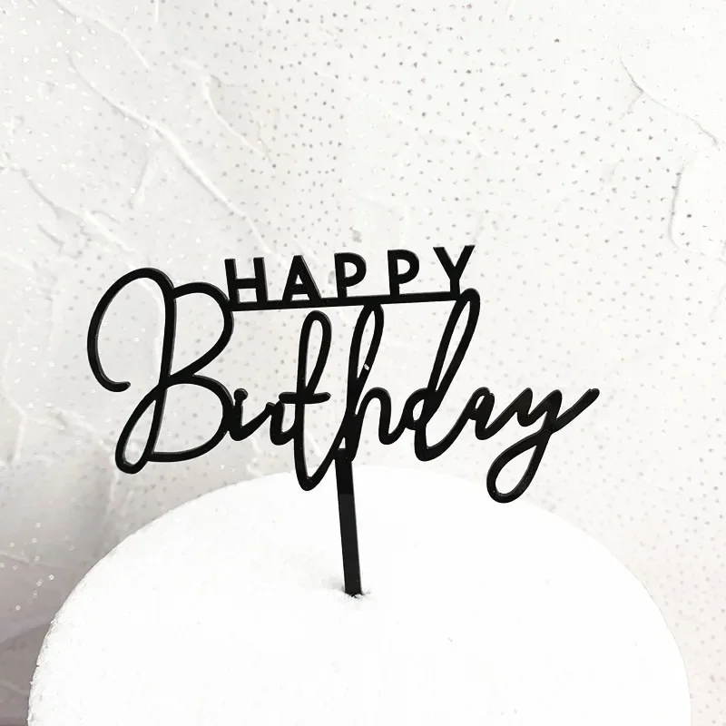 Transparente Farbige Happy Birthday Tortendekoration Blatt Acryl Hochzeit Party Tortenaufsatz Dekoration für Babyparty Backzubehör – Detail 22