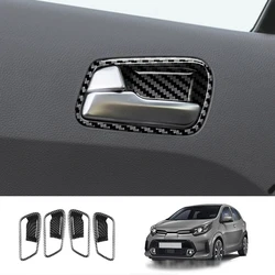 Car Carbon Fiber Inner Door Handle Cover For 2022 Kia Morning Picanto Door Bowl Handle Trim Frame Sticker