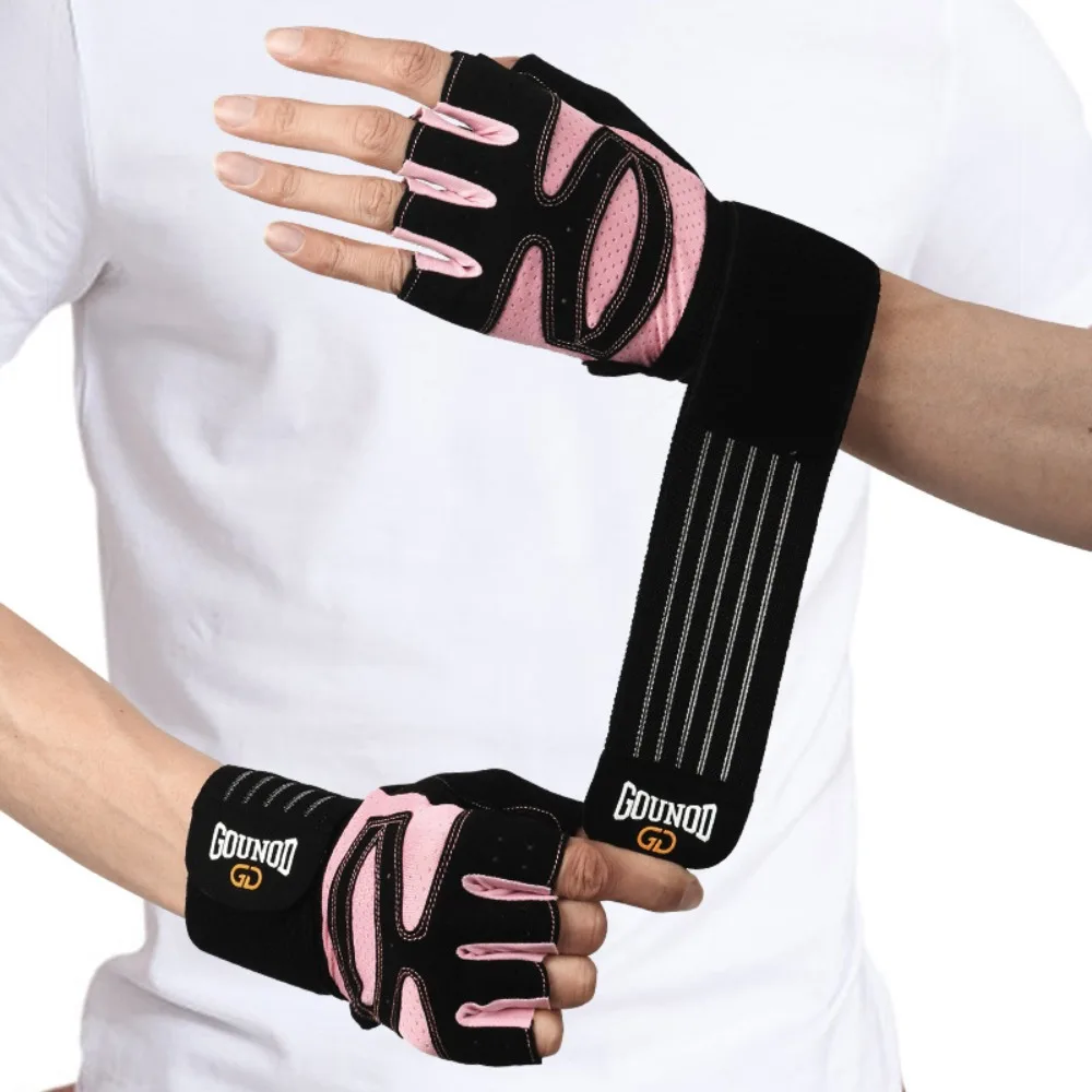 Breathable Weight Lifting Gloves Curved Open Back Non-Slip Half Finger Workout Gloves Wearproof Shockproof