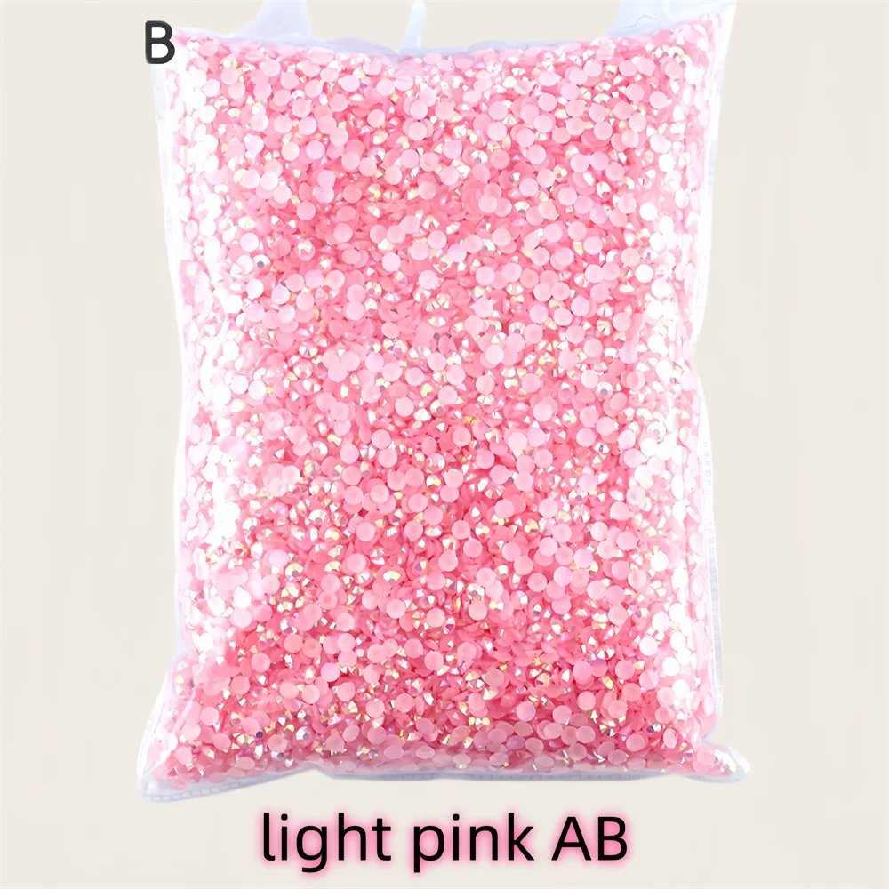 

5 Sizes 2mm-6mm Jelly pink AB Round Non Hotfix Glitter Bling Silver Flatback Rhinestones Glue On Beads Nailart Nail Gems Diy