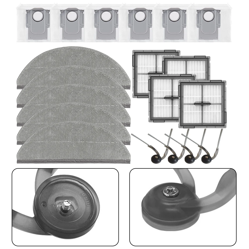 로보락 Q10 X-5+/ Q10P+/ Q10 PF+/ Q8+/Q8 Max Pro+ 가정용 청소 도구용 필터 걸레 천 먼지 봉투 사이드 브러시 키트 1세트