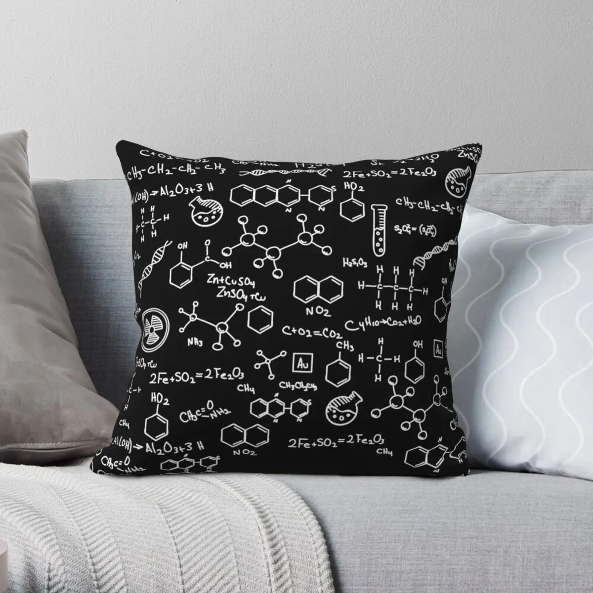 Science Chemistry Square Pillowcase Polyester Linen Velvet Pattern Zip Decor Pillow Case Home Cushion Cover