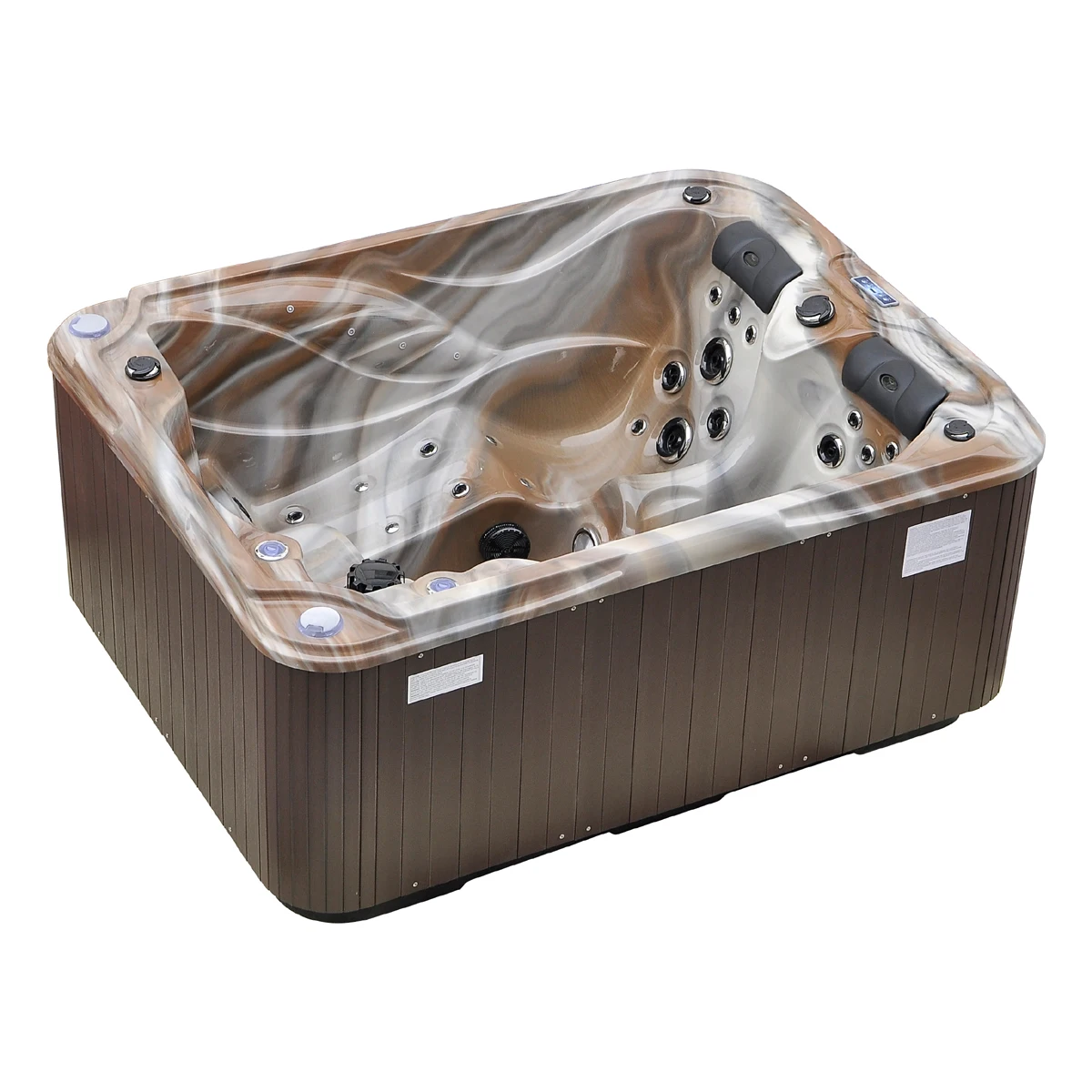 Commercial Modern Indoor Outdoor Spa Tub with 2 Lounges and 1 Seat for Garden and Hotel Use