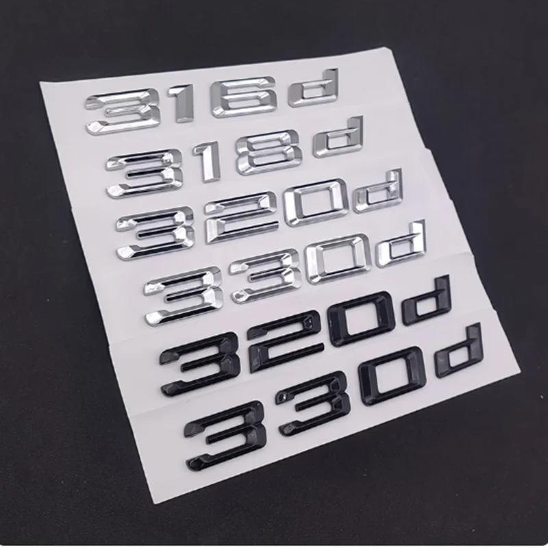 

3d ABS Chrome Black Logo 330d 316d 318d 325d 335d 320d Emblem Letters Car Trunk Sticker For BMW E46 E90 F30 E91 F31 Accessories