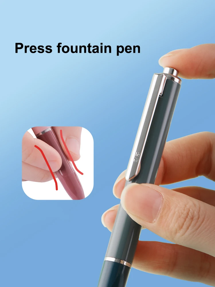 OASO A016  Sealed Press Fountain Pen Automatic Press Writing Pen Calligraphy Office Replaceable Cartridge Ink Gift Engrave Name