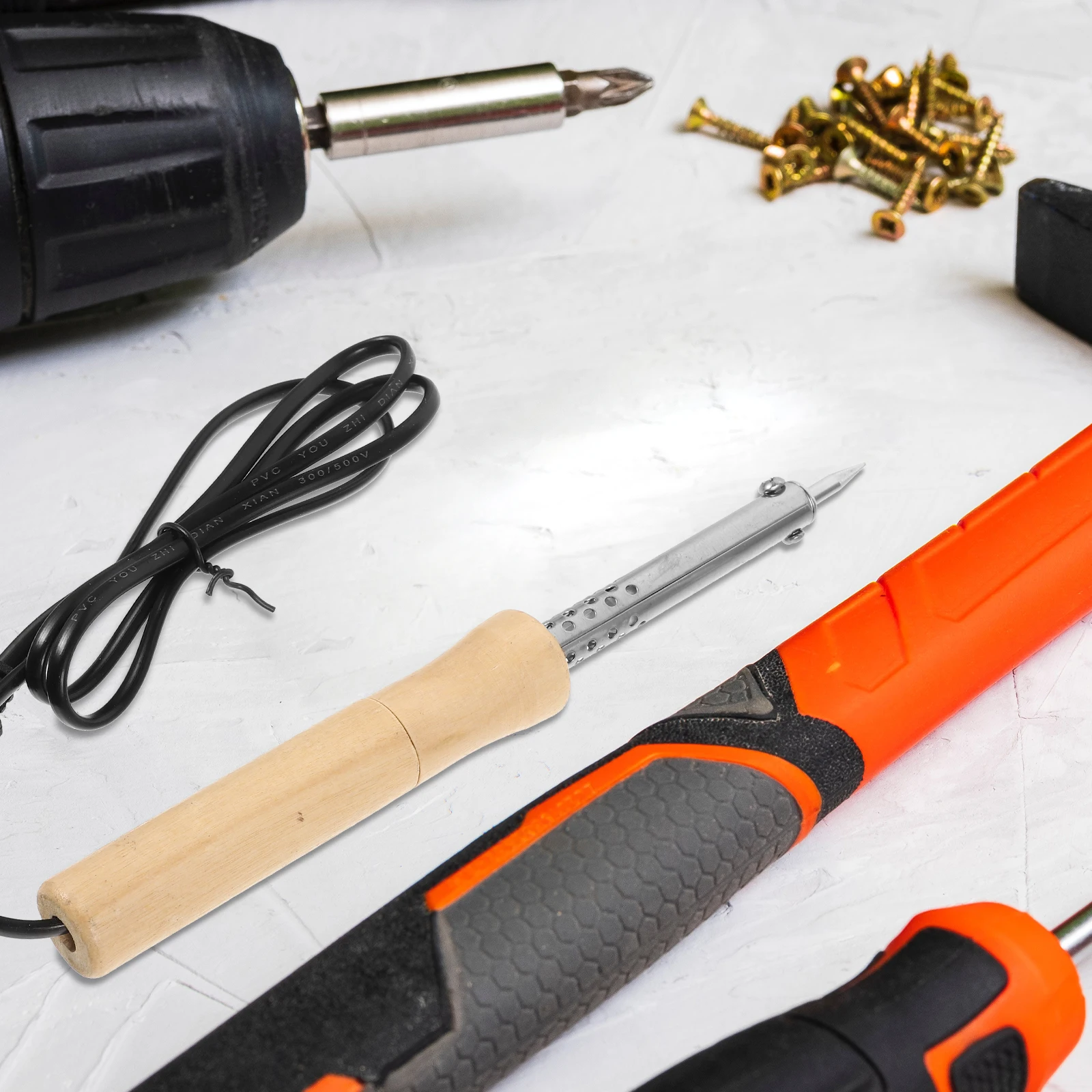 

Electric Soldering Iron Portable Welding Tool Household Heavy-Duty Pencil Style Wood Handle Eu Plug High Efficiency Fast Heating