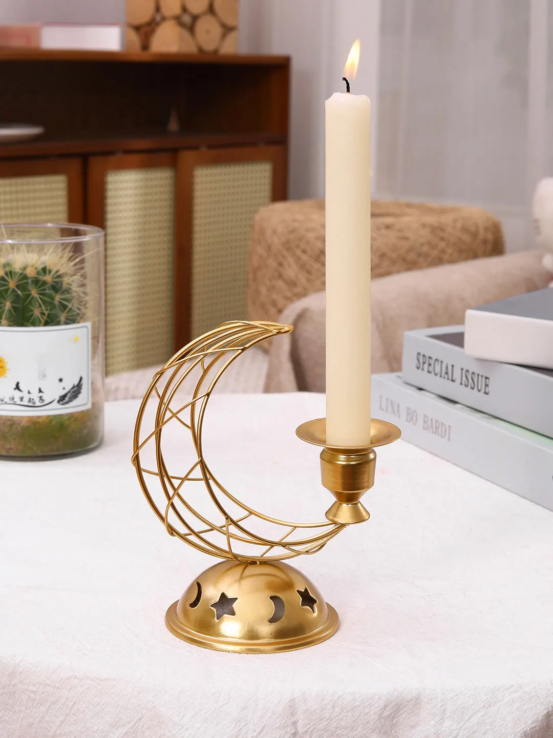 1pc Modern Geometric Ramadan Candlestick Used for Table Centered Wedding Party Decoration Home Decoration Ramadan Decoration