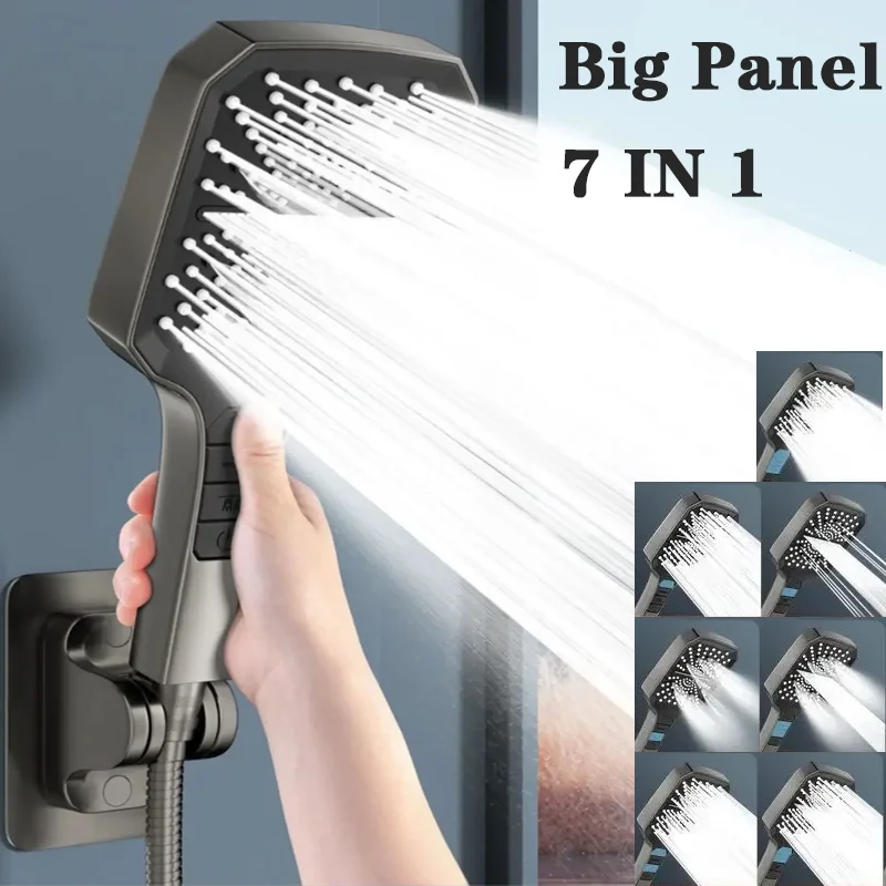 Big Panel Large Flow Shower Head 7 Modes Adjustable Shower High Pressure Water-saving Shower Mixer Nozzle Bathroom Accessories