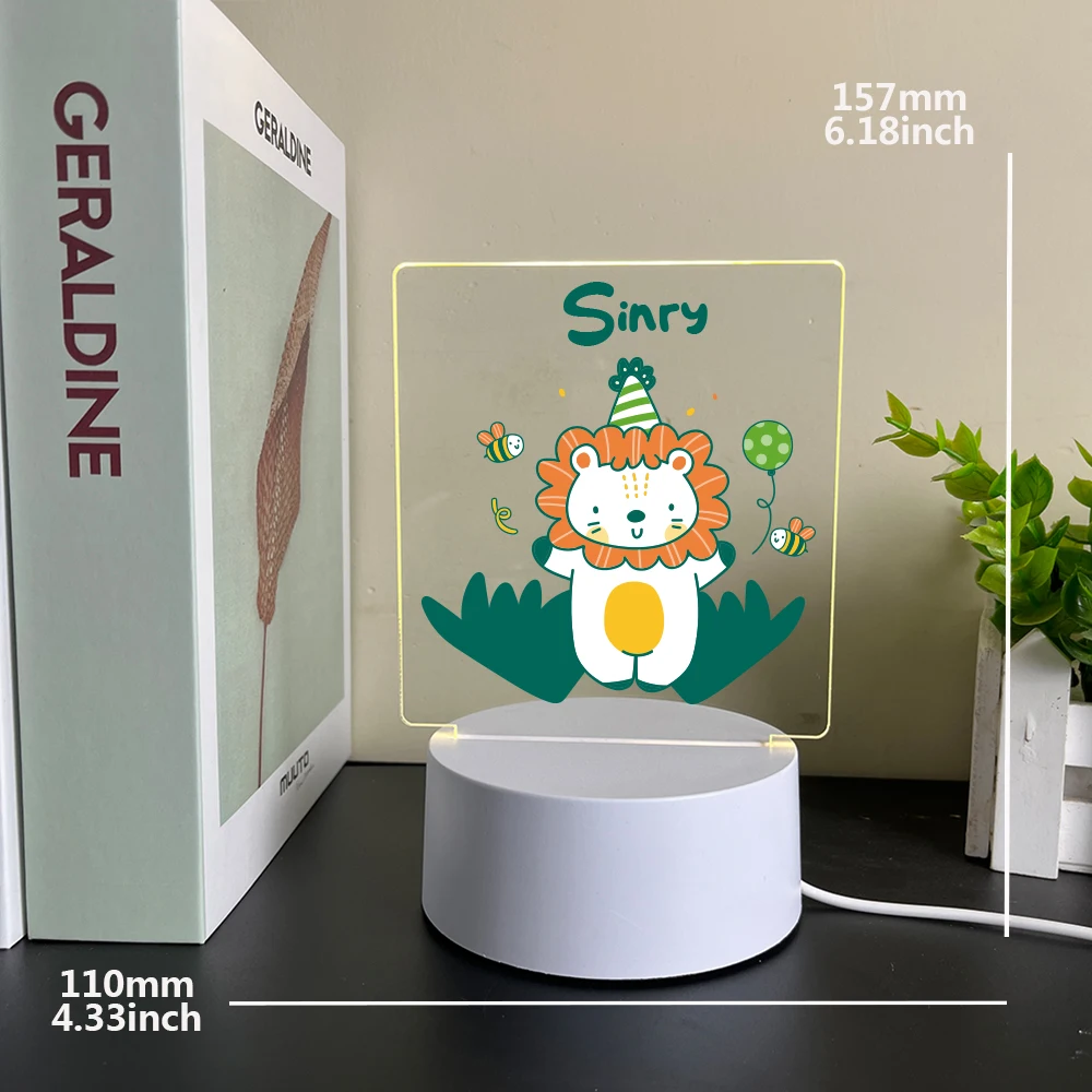 Personalized Custom Lion Cartoon  Led Table Lamp Gift For Kids Usb Ambient Desk Lamp With Touch Button