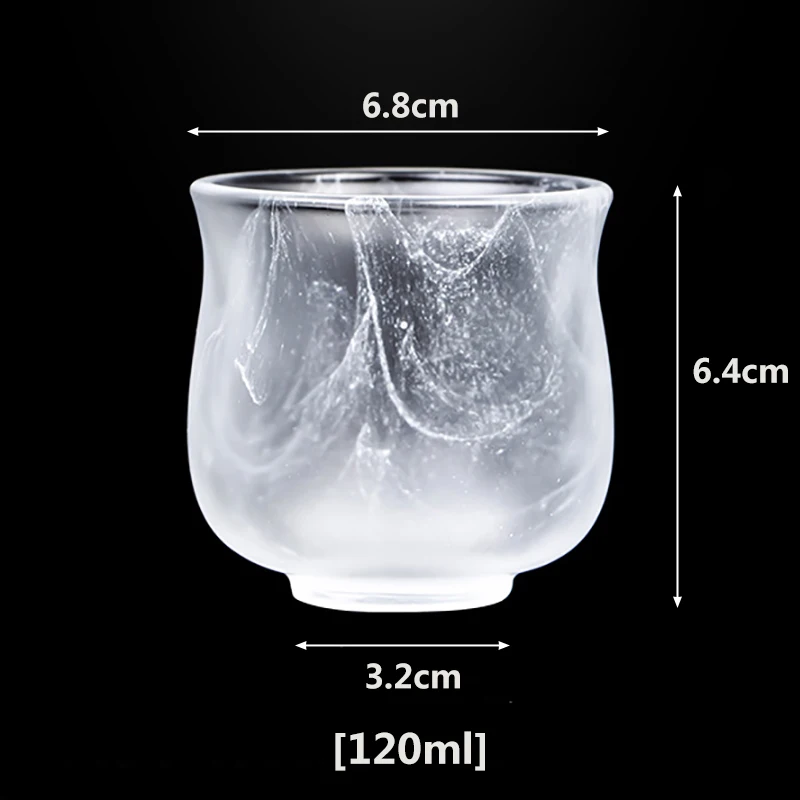 White Floating Flower Glass Tea Cup Transparent Frosted Glaze Jade Porcelain Fuman Teacup Chinese Style Tea Set